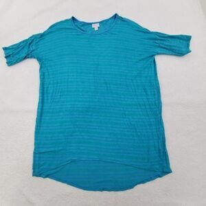 Lularoe Irma XS Blue Green Stripe Short‎ Sleeve Tun